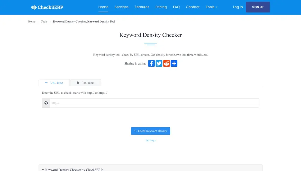 CheckSERP의 키워드 밀도 검사기
