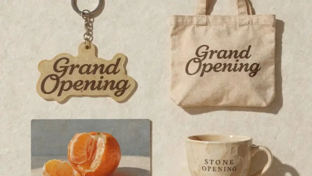 9종이 정렬된 오픈 판촉물 제작 TOP9 플랫레이