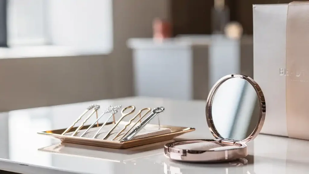 미용실 판촉물 제작 성공사례 아이템 손거울 머리핀